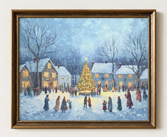 Christmas Village Winter Scene Wall Art 869