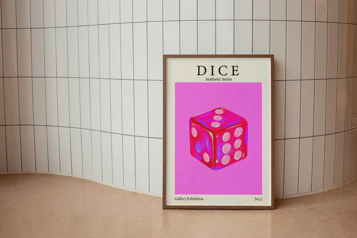 Pink Dice Gallery Exhibition No 2 Preppy Aesthetic Room Decor Poster