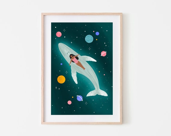 Whale In Space Celestial Art Print Star Constellations Astronomy Poster Night Sky Home Decor Art Room Idea