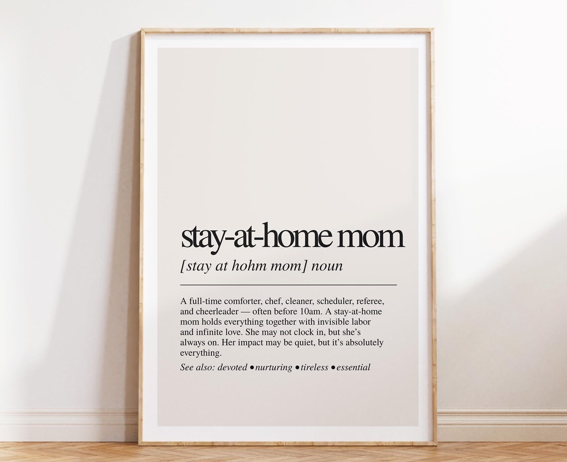 Stay at Home Mom Definition Beige Minimalist Mothers Day Gift Poster