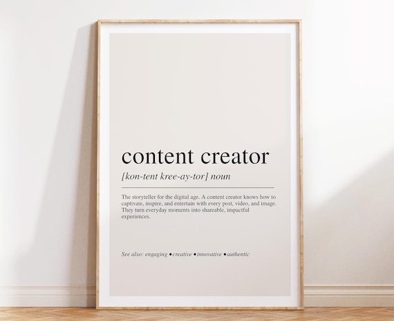 Content Creator Definition Poster Influencer Media Career Gift