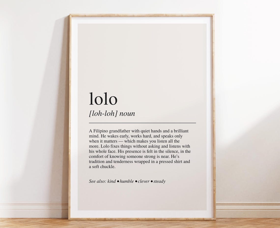 Lolo Dictionary Definition Word Art Filipino Grandpa Gift Poster