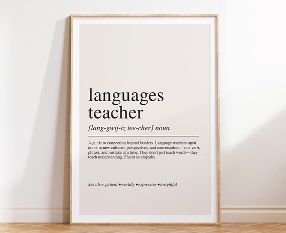 Languages Teacher Definition Career Thank You Typography Poster