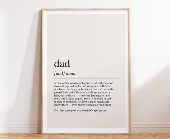 Dad Definition Dictionary Quote Art Print