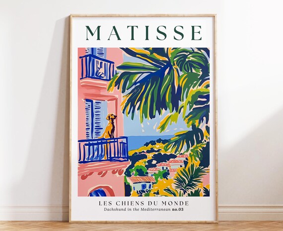 Matisse Style Dachshund Mediterranean Balcony Palm View Poster