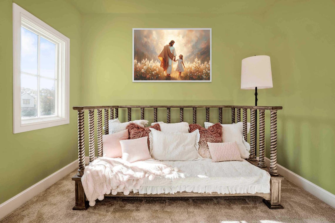 Walk With Him Christian Jesus With Girl Art - Image 2