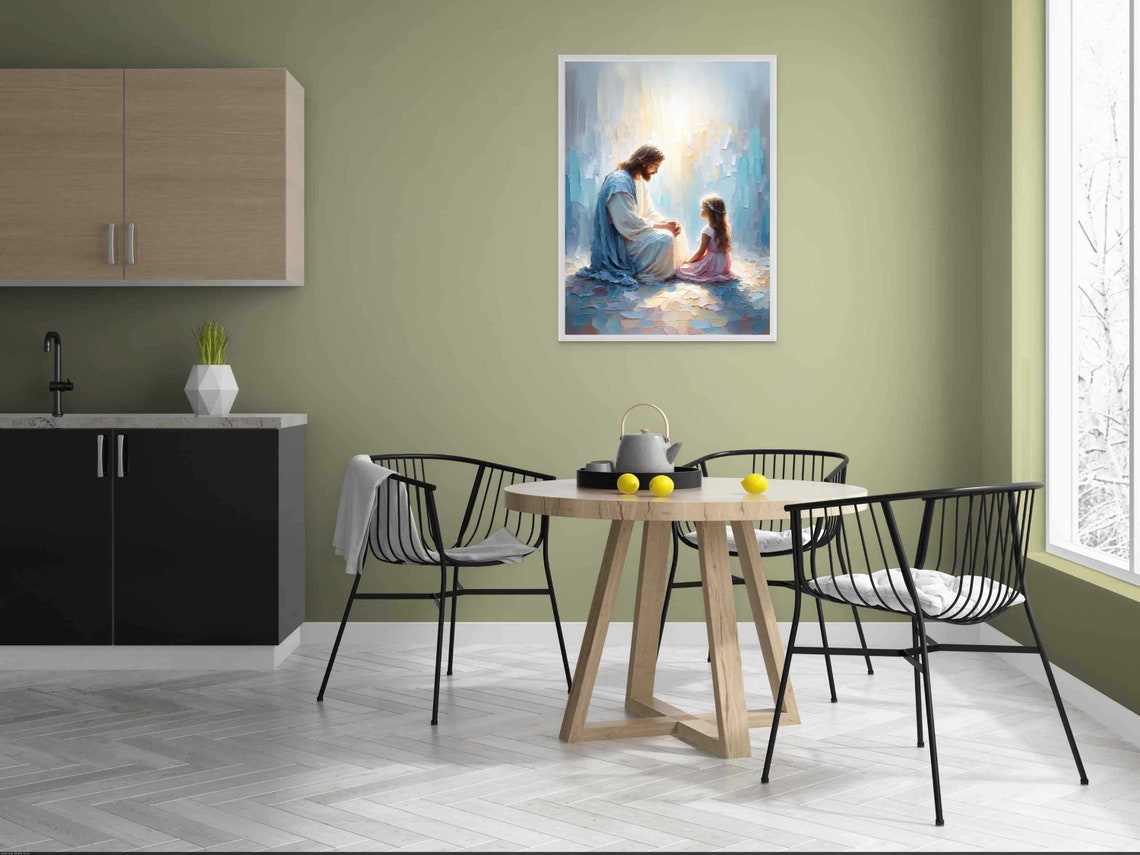 Prayers And Promises Jesus Praying With Girl Art Print - Image 4