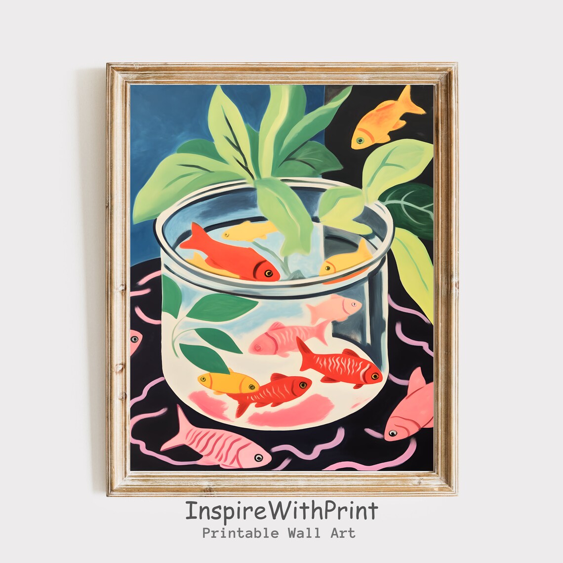 Goldfish Bowl Still Life Matisse Inspired Modern Art Painting Poster
