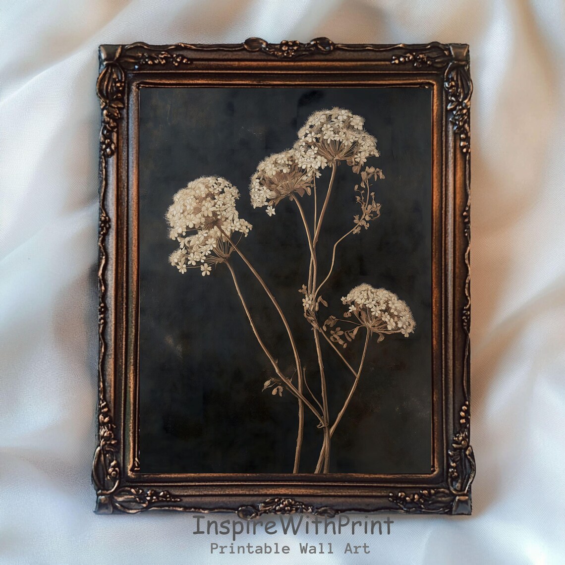 Vintage Dark Floral Botanical Rustic Art Print