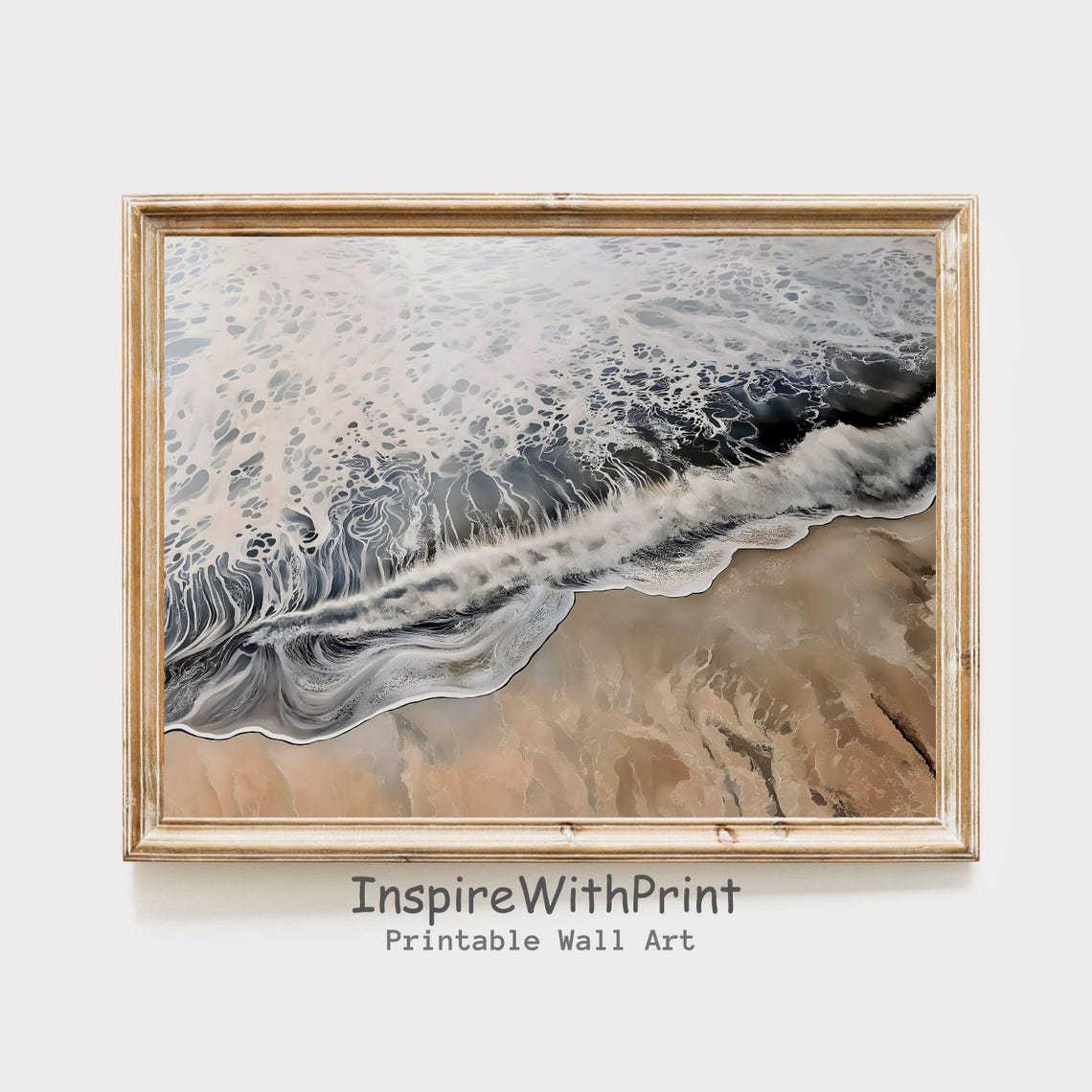 Ocean Wave Aerial Abstract Boho Coastal Neutral Beach Wall Art