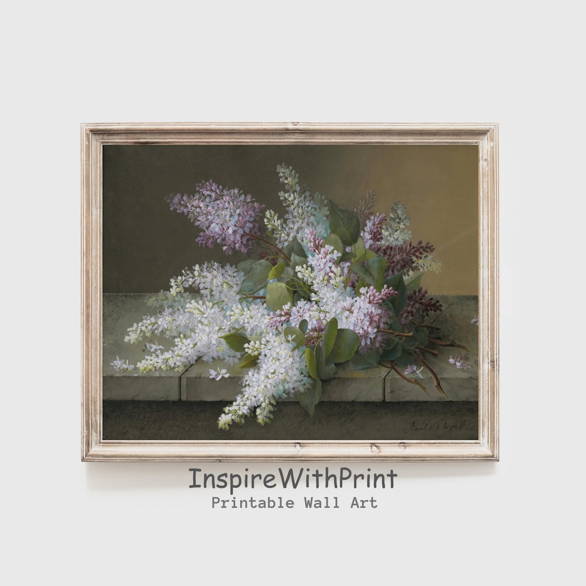 Wisteria Blossom Vintage Still Life Painting on Stone Ledge Poster