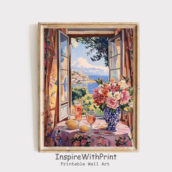 Matisse Open Window Art Coastal Lemon Print Mediterranean Painting Cocktail Modern Exhibition Wall