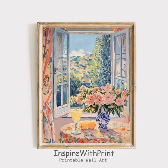 Matisse Open Window Art Coastal Lemon Print Mediterranean Painting Pastel Colors Modern Exhibition Wall