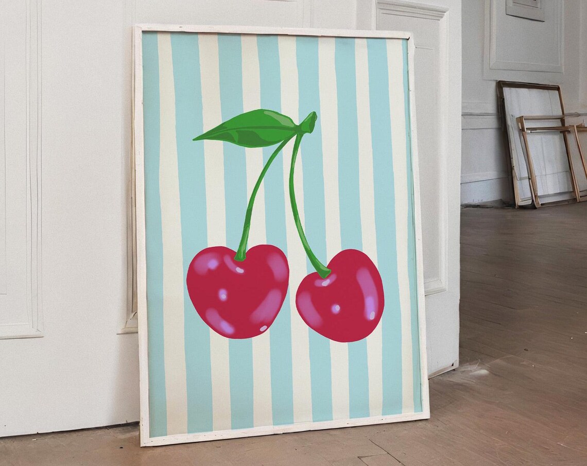 Cherry Fruit Wall Art Print Trendy Wall Art Retro Y2k Wall Art Poster Art Kitchen Wall Decor Summer Print Art - Image 5