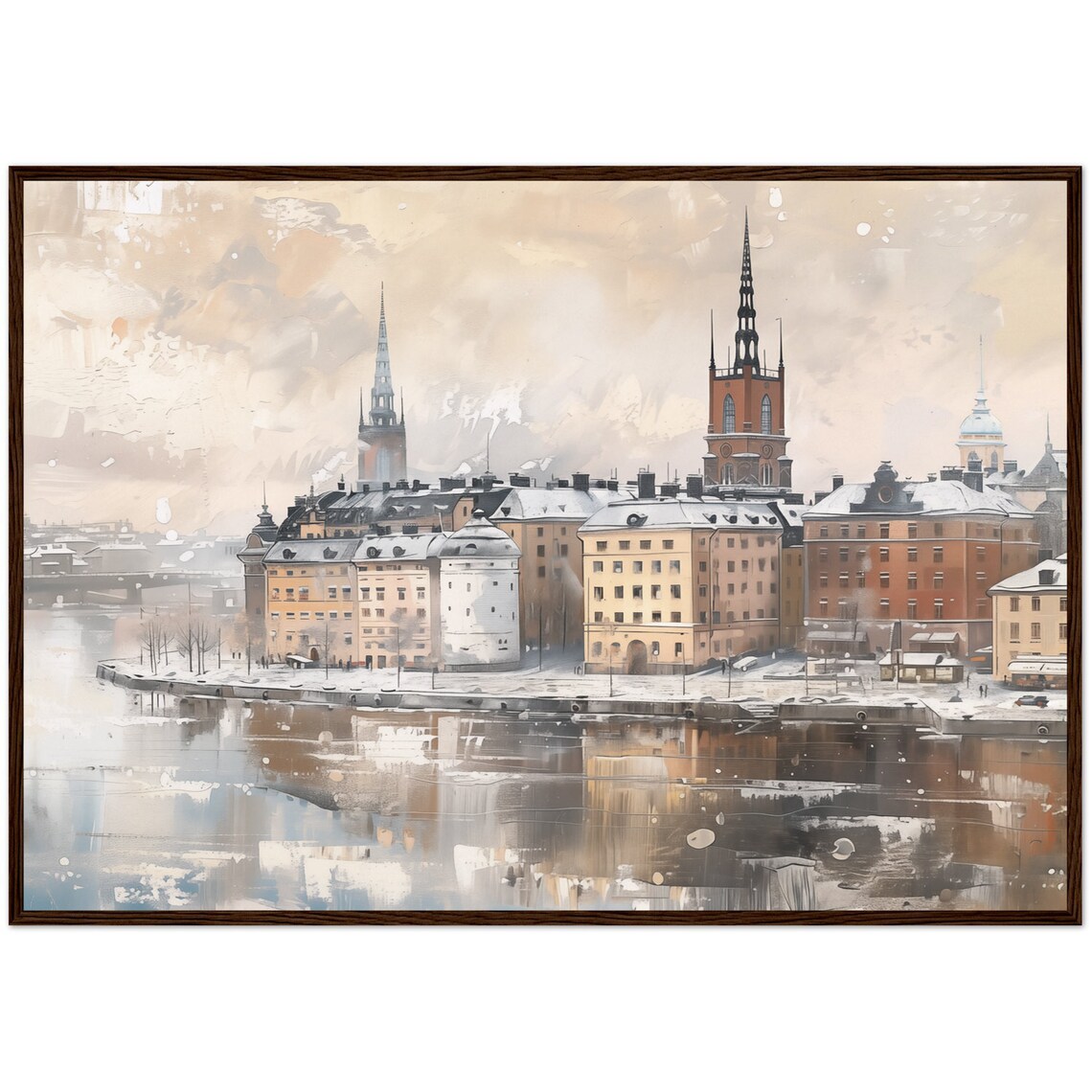 Stockholm Painting, Sweden Cityscape Travel Poster