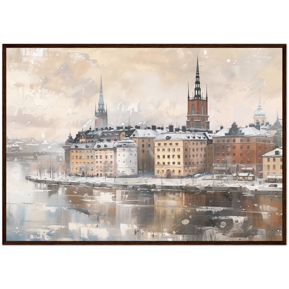 Stockholm Painting, Sweden Cityscape Travel Poster
