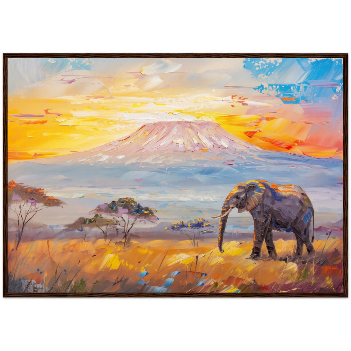 Mount Kilimanjaro Painting Travel Poster, Tanzania