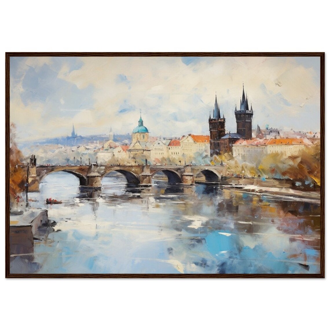 Prague Impressionism Cityscape Art Print, Travel Decor