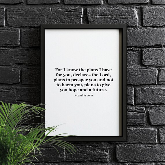 For I Know The Plans Have You Bible Verse Poster Christian Wall Art Inspirational Scripture Faith Decor Quote