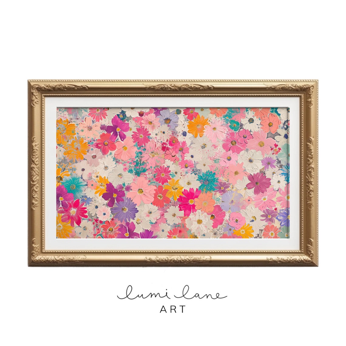 Colorful Wildflower Collage Daisies Impressionist Floral Art Poster