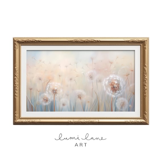 Pastel Dandelion Seed Heads Blush Soft Botanical Meadow Wall Art