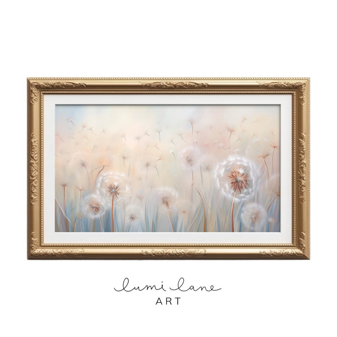 Pastel Dandelion Seed Heads Blush Soft Botanical Meadow Wall Art