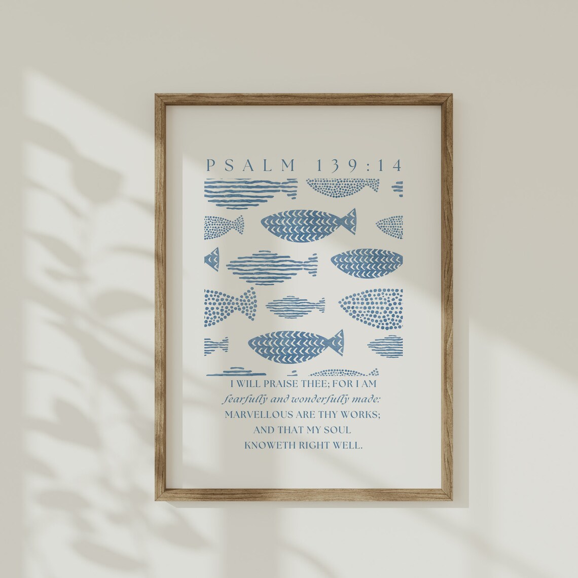 Psalm 139:14 Boys Nursery, Nautical Bible Verse Art Print