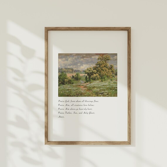 Doxology Tree Landscape Wall Art Worship Song Poster Hymn Lyric Modern Farmhouse Decor Faith Gift Homeschool Morning Basket Prayer