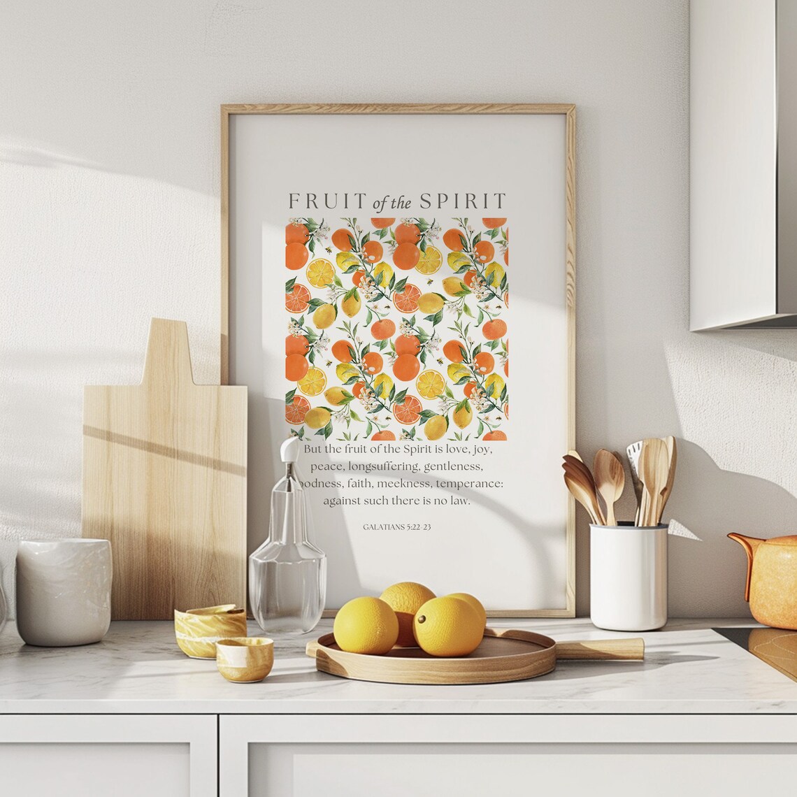Fruit of the Spirit Galatians 5:22-23 Citrus Orange Pattern Bible Verse Poster - Image 5