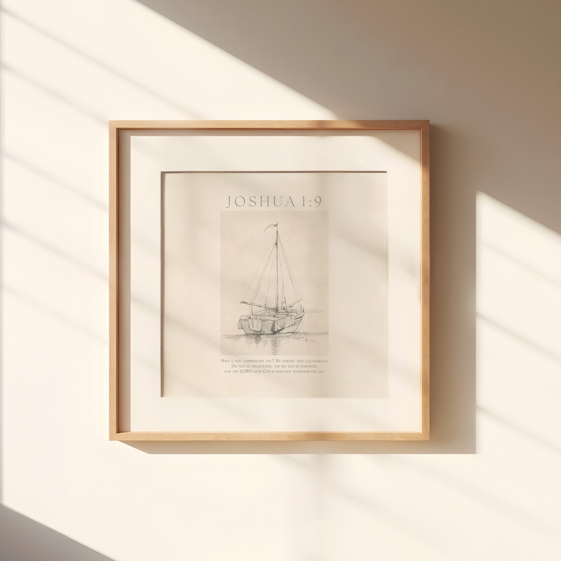 Joshua 19 Vintage Sailboat Art Print, Neutral Coastal - Image 3