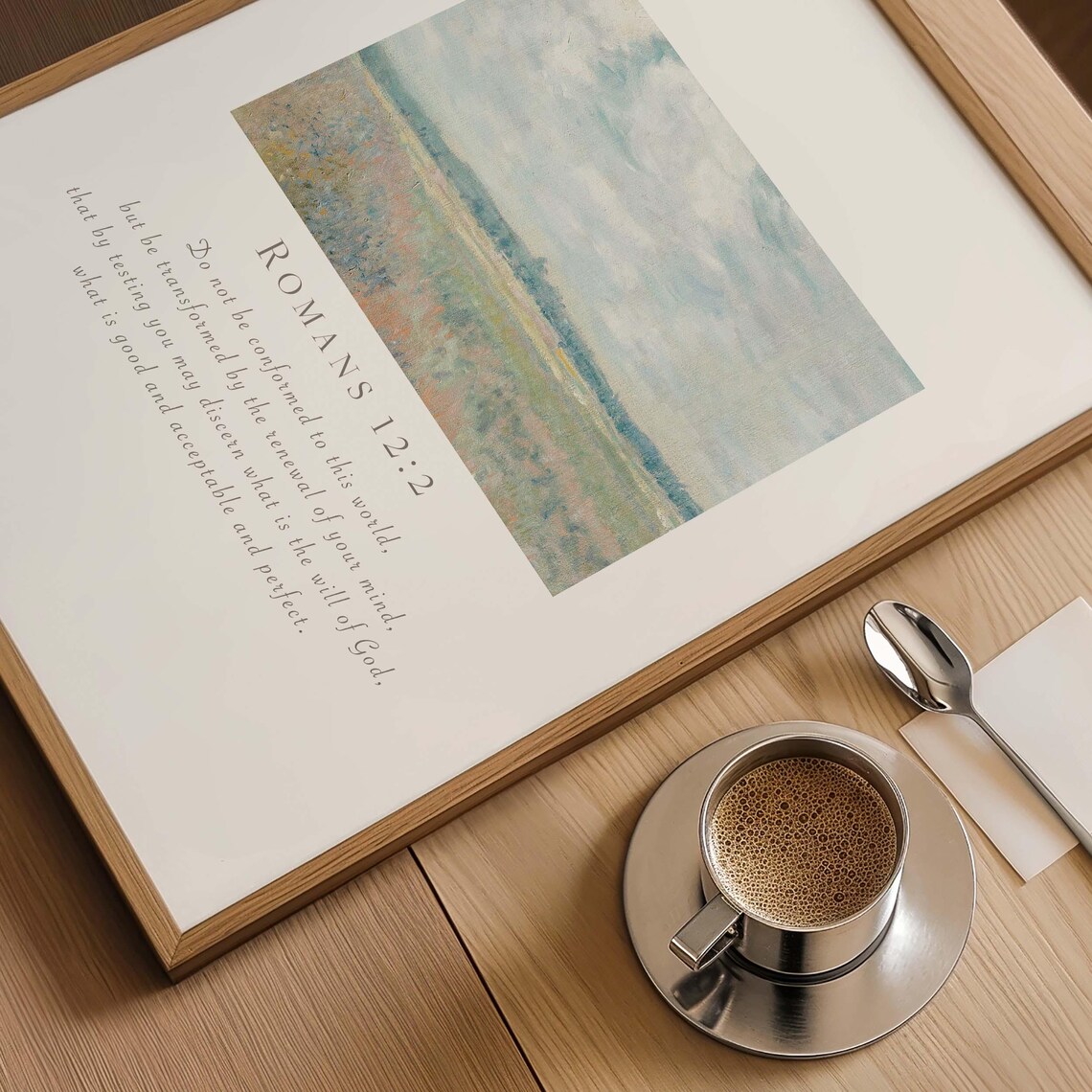 Romans 12:2 Renewal of Your Mind Cloudy Meadow Impressionist Scripture Poster - Image 4