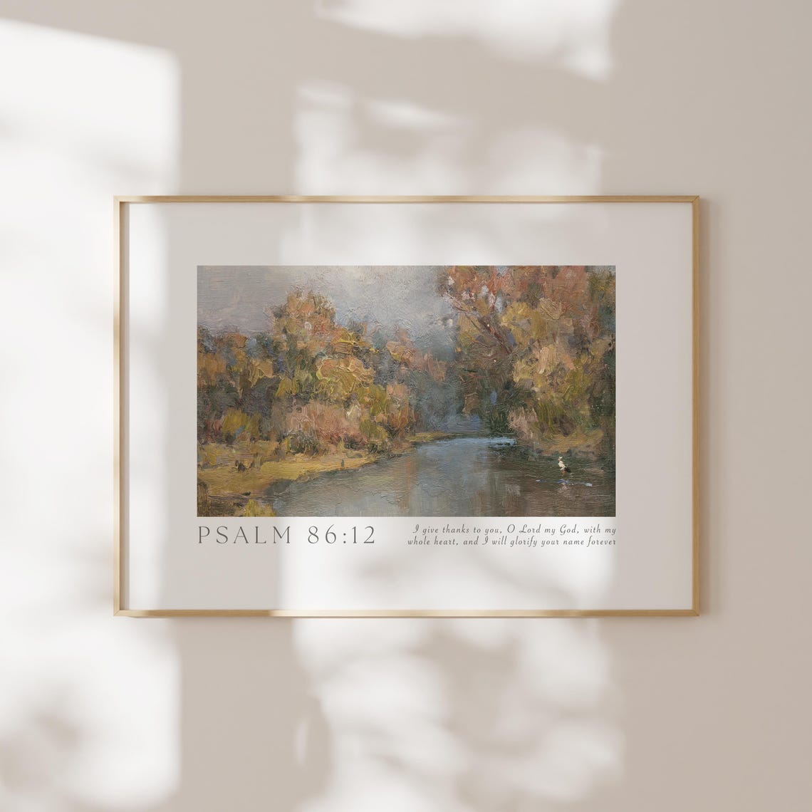 Psalm 86 12 Autumn River Landscape Bible Verse Christian Wall Art