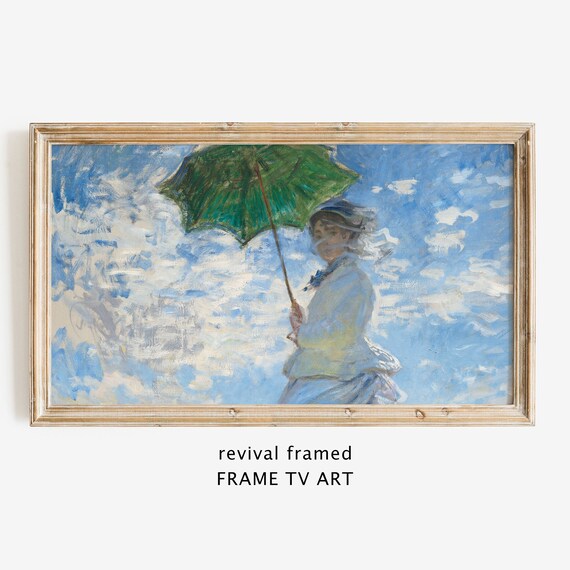 Spring Vintage Oil Painting Frame Tv Art Woman With Parasol By Claude Monet Frame Tv Portrait Frame Tv Art Large Art
