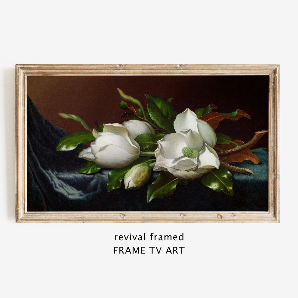 White Magnolia Blossoms Vintage Floral Still Life Oil Painting Poster