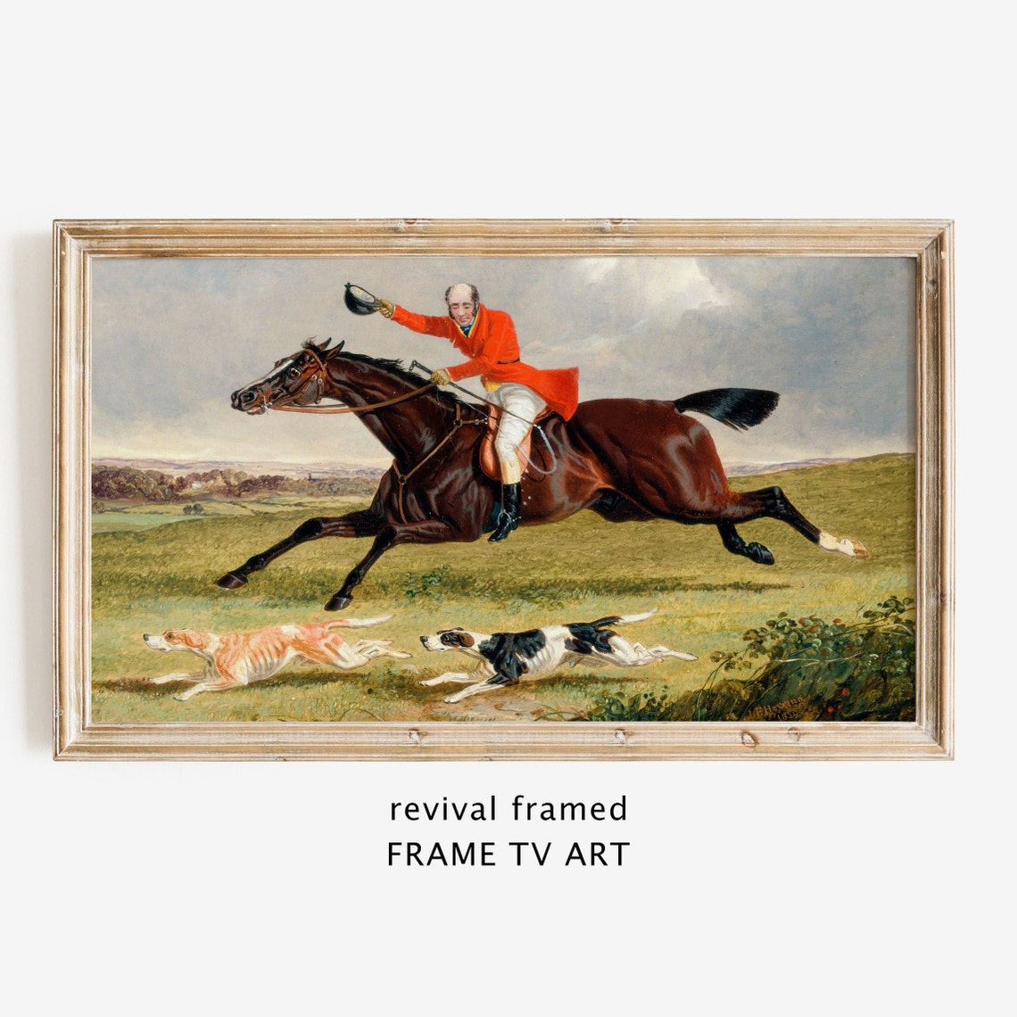 Fox Hunting Scene Rider in Red Coat with Hounds Equestrian Poster