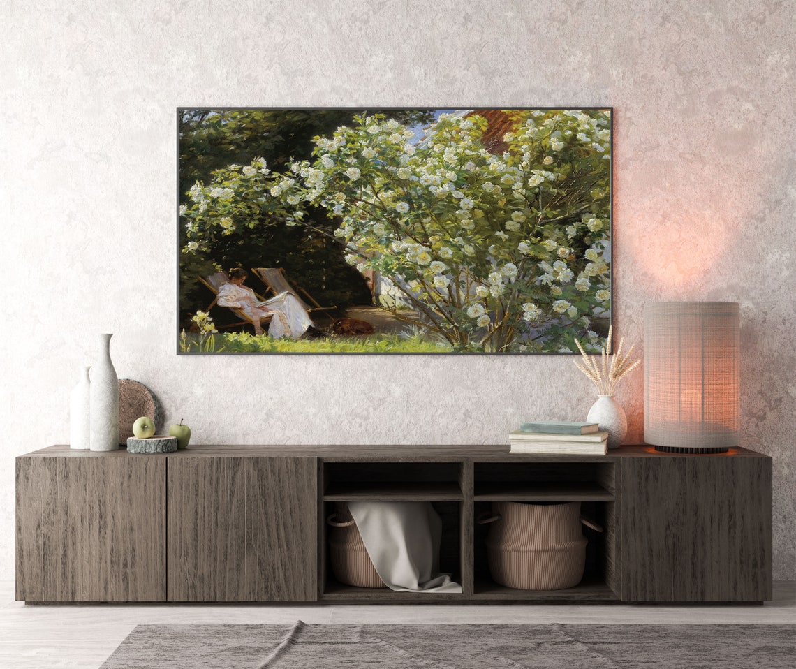 Frame Tv Art Spring Roses Vintage Oil Painting Portrait Of Woman Frame Tv Art Tv Art Garden Large Art Gallery Wall Art - Image 4