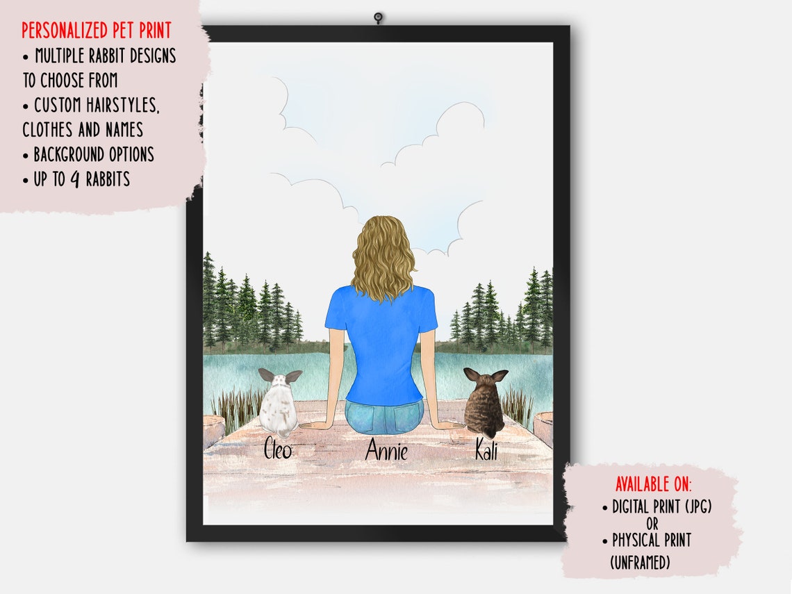 Custom Rabbit Mom Print Gift Best For Lover Portrait