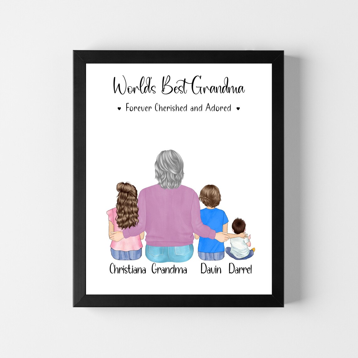 Worlds Best Grandma Personalized Grandkids Gift Keepsake Poster