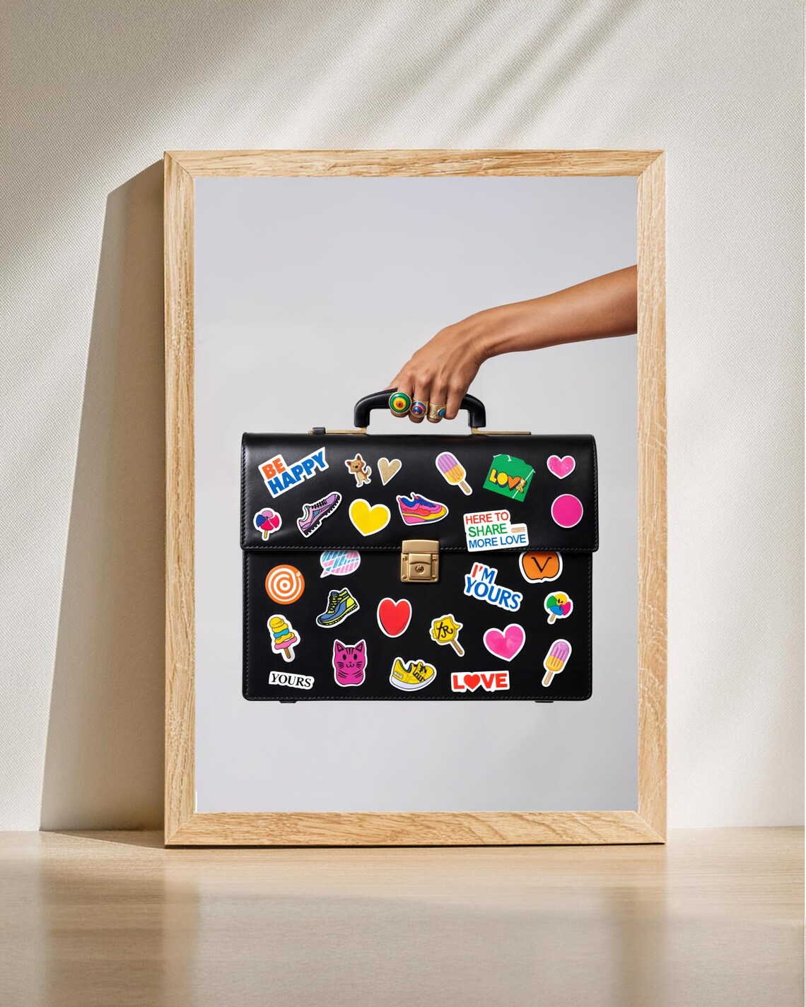 Vibrant Sticker Suitcase Art Happy Positive Pop Poster Motivational Wall Decor Funky Office