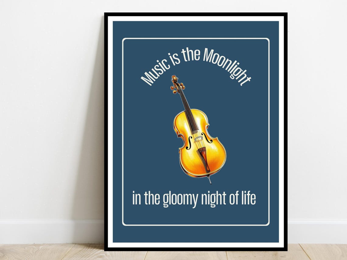 Music Is the Moonlight Violin Quote Romantic Instrument Art Poster