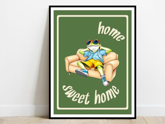 Home Sweet Art Print Cheerful Family Poster Hallway Entryway Trendy Wall Decor Housewarming Gift