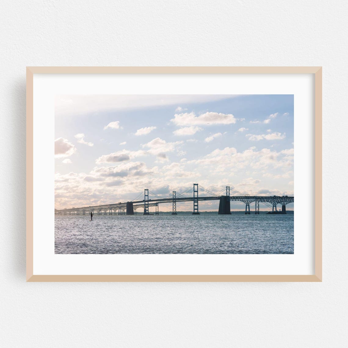 Chesapeake Bay Bridge Over Water Under Cloudy Sky Photo Poster