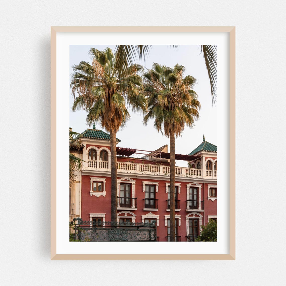 Granada Spain Andalusian Red Building Palm Trees Architecture Poster