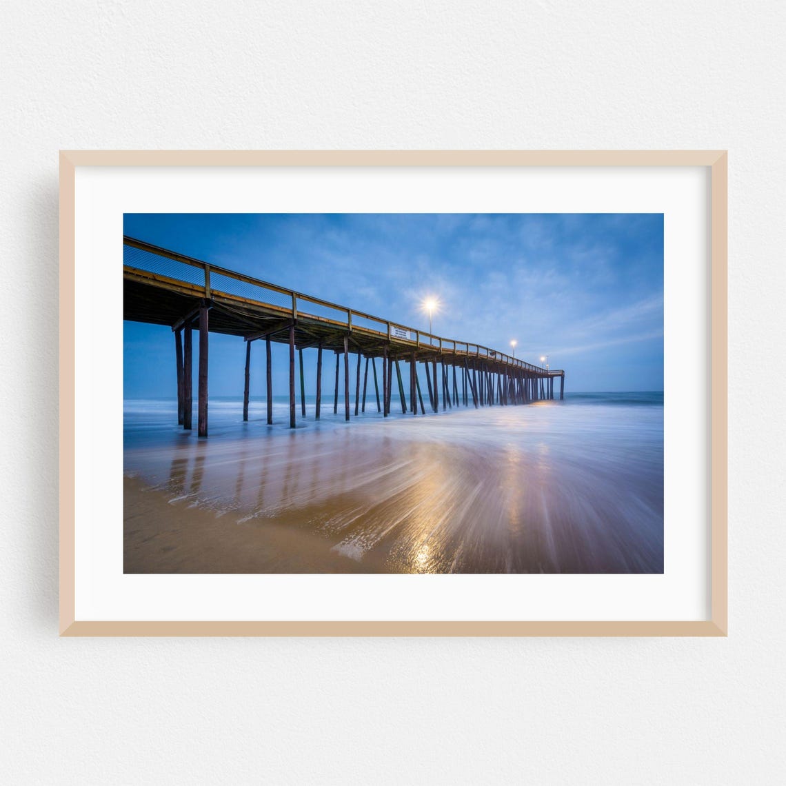 Ocean City Maryland Long Pier At Dusk Over The Ocean Waves Poster