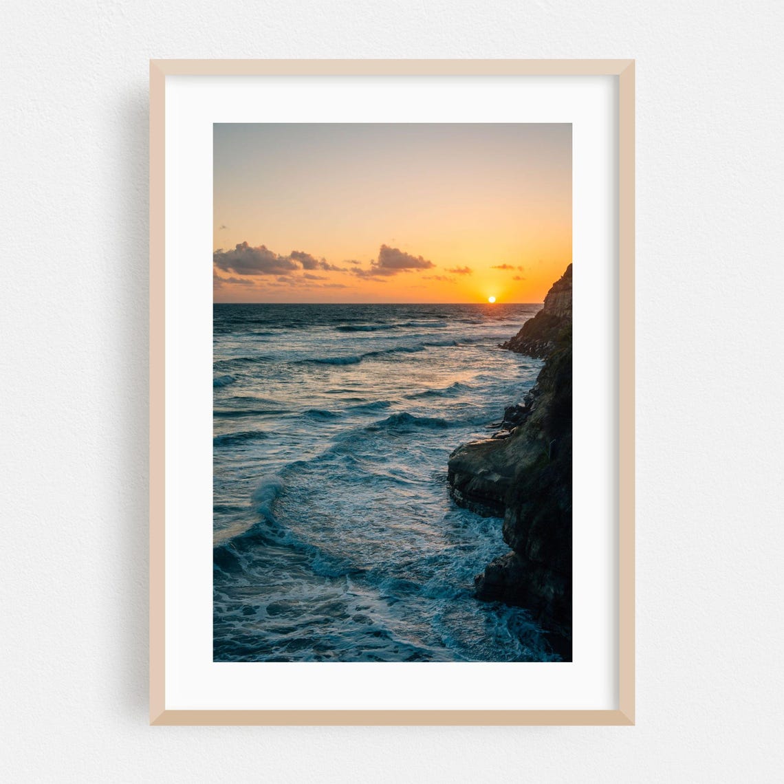 Encinitas Sunset Ocean Rocky Cliffs Fine Art Photography Print