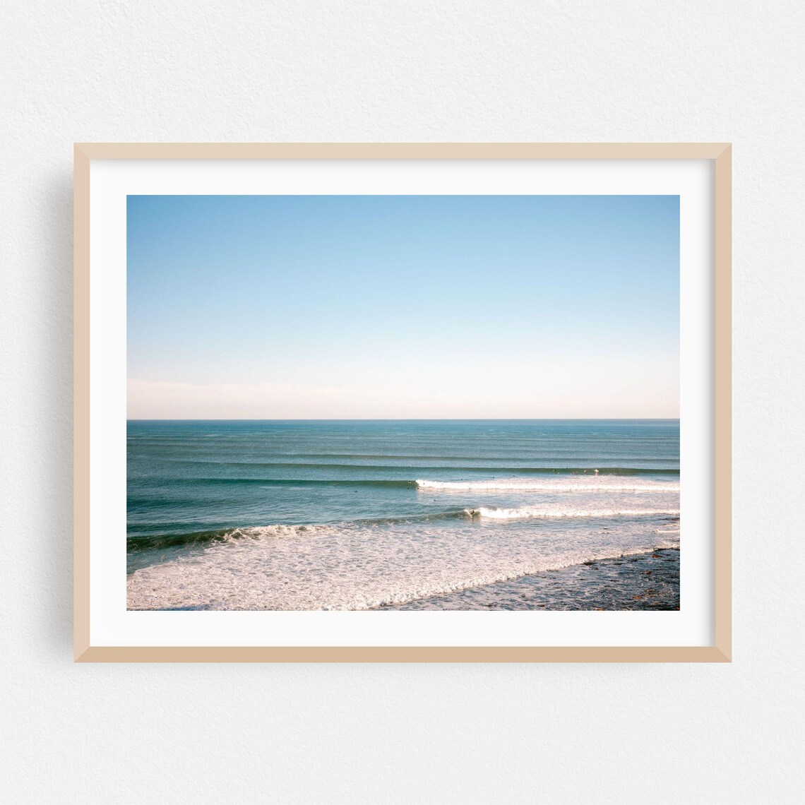 Gentle Ocean Waves Blue Surf Minimalist Coastal Photography Poster