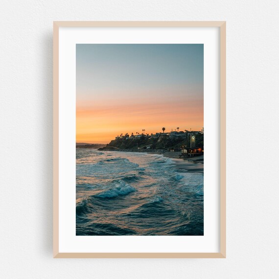 San Clemente California Ocean Sunset Waves Beach Photography Poster