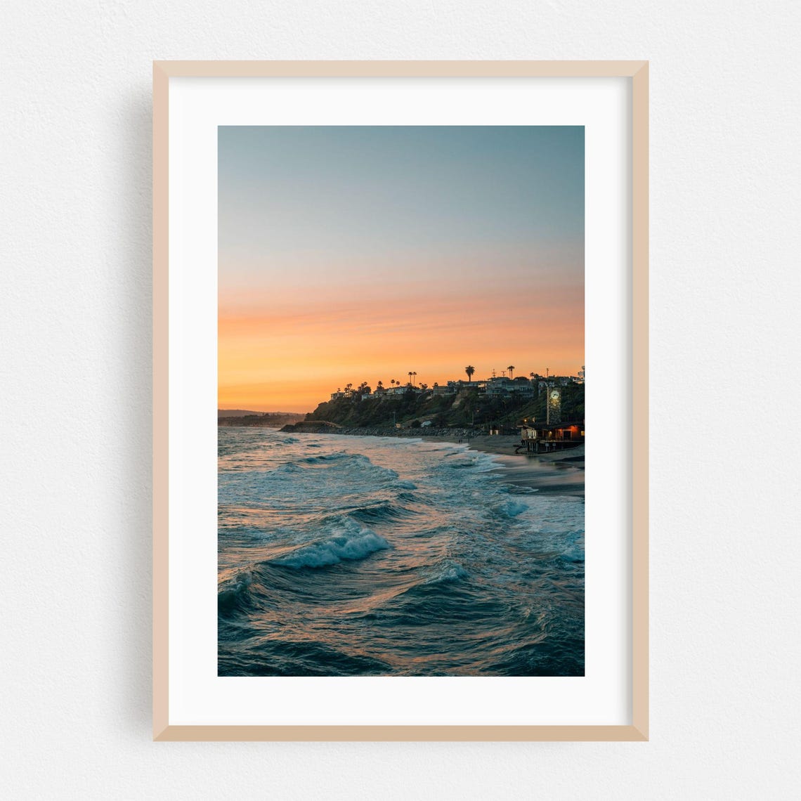 San Clemente California Ocean Sunset Waves Beach Photography Poster