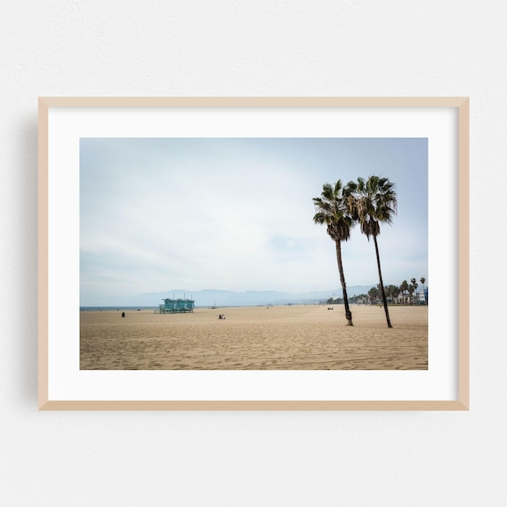 Los Angeles Beach Two Palms Lifeguard Tower Minimalist Photo Poster