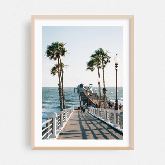 Oceanside Coastal Palm Tree Art Print, Beach Landscape